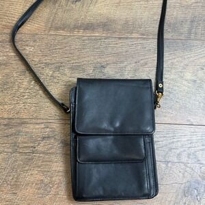 Rolfs Studio Collection Black Leather Crossbody Organizer Bag